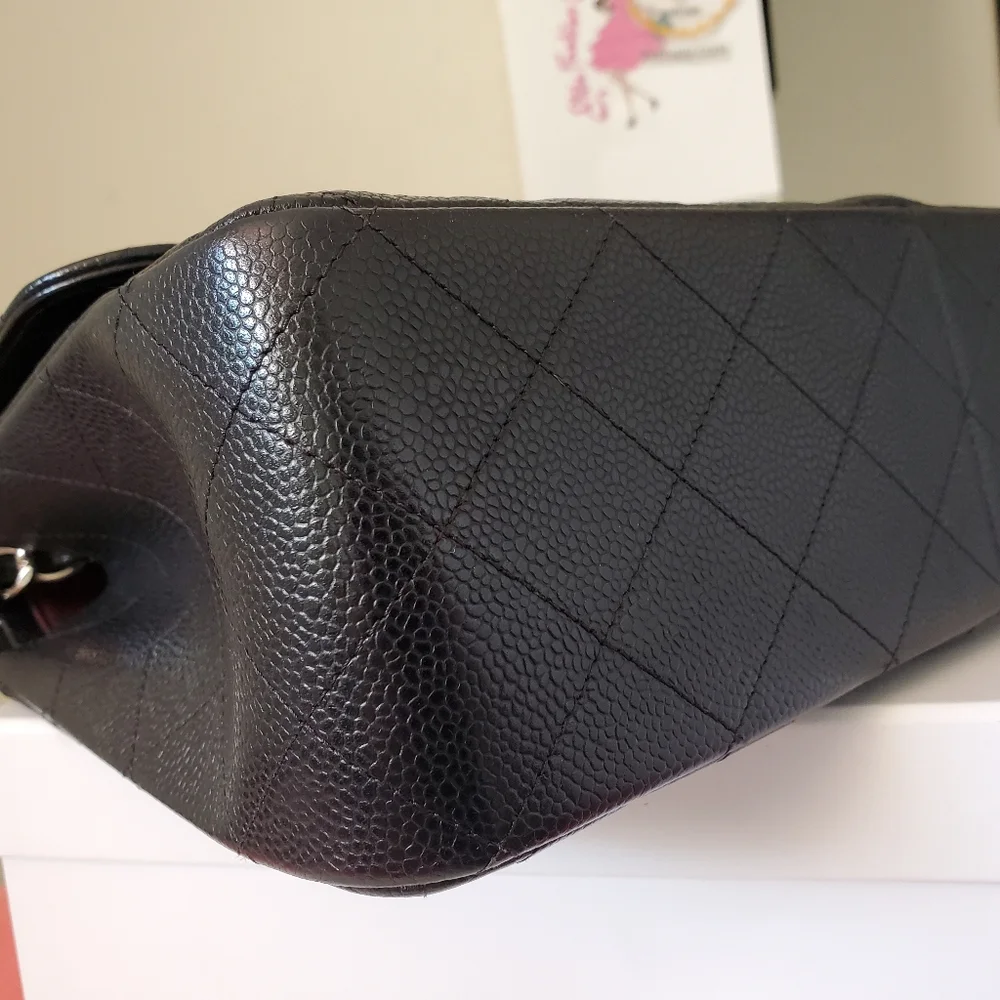 Chanel classic jumbo black caviar silver hw bag - Picture 8 of 12